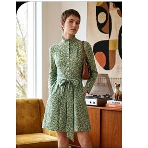 Sm VTG 70's (SEE CLOSE‎ UP PHOTOS) Women Dress Bonwit Teller Mad Men Faces